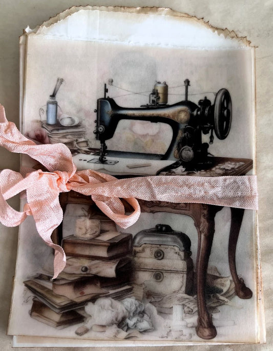 Vintage Sewing Room Decorative Glassine Bags | Sewing Notions | Set of 8