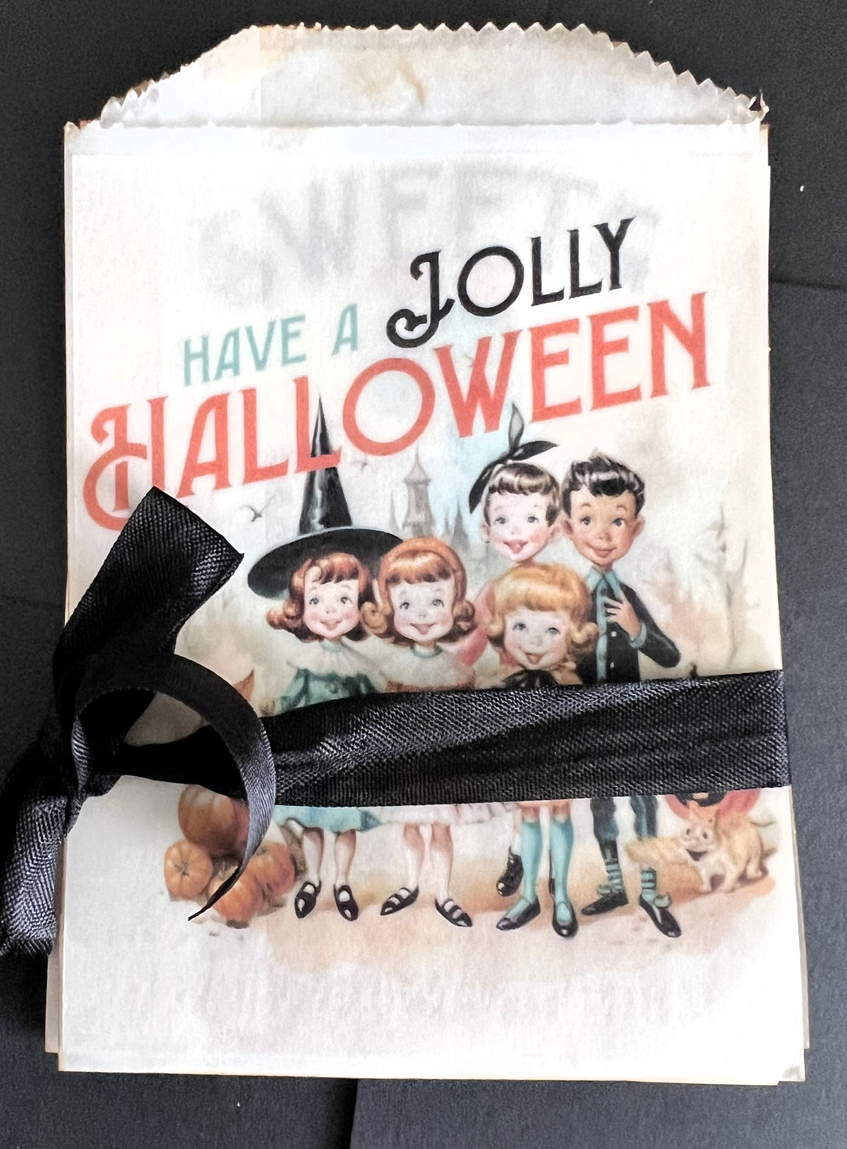 Vintage 1950s Halloween Treat Bags: Children & Pets, Set of 8