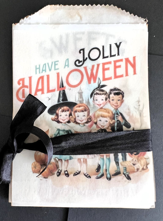 Vintage 1950s Halloween Treat Bags: Children & Pets, Set of 8